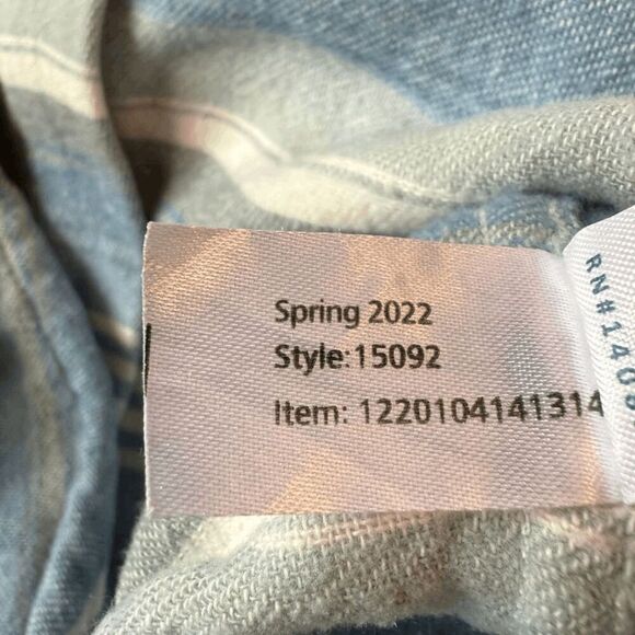 Marine Layer Men's Striped Long Sleeve Flannel Holden Overshirt Blue Cream Small - Picture 5 of 6